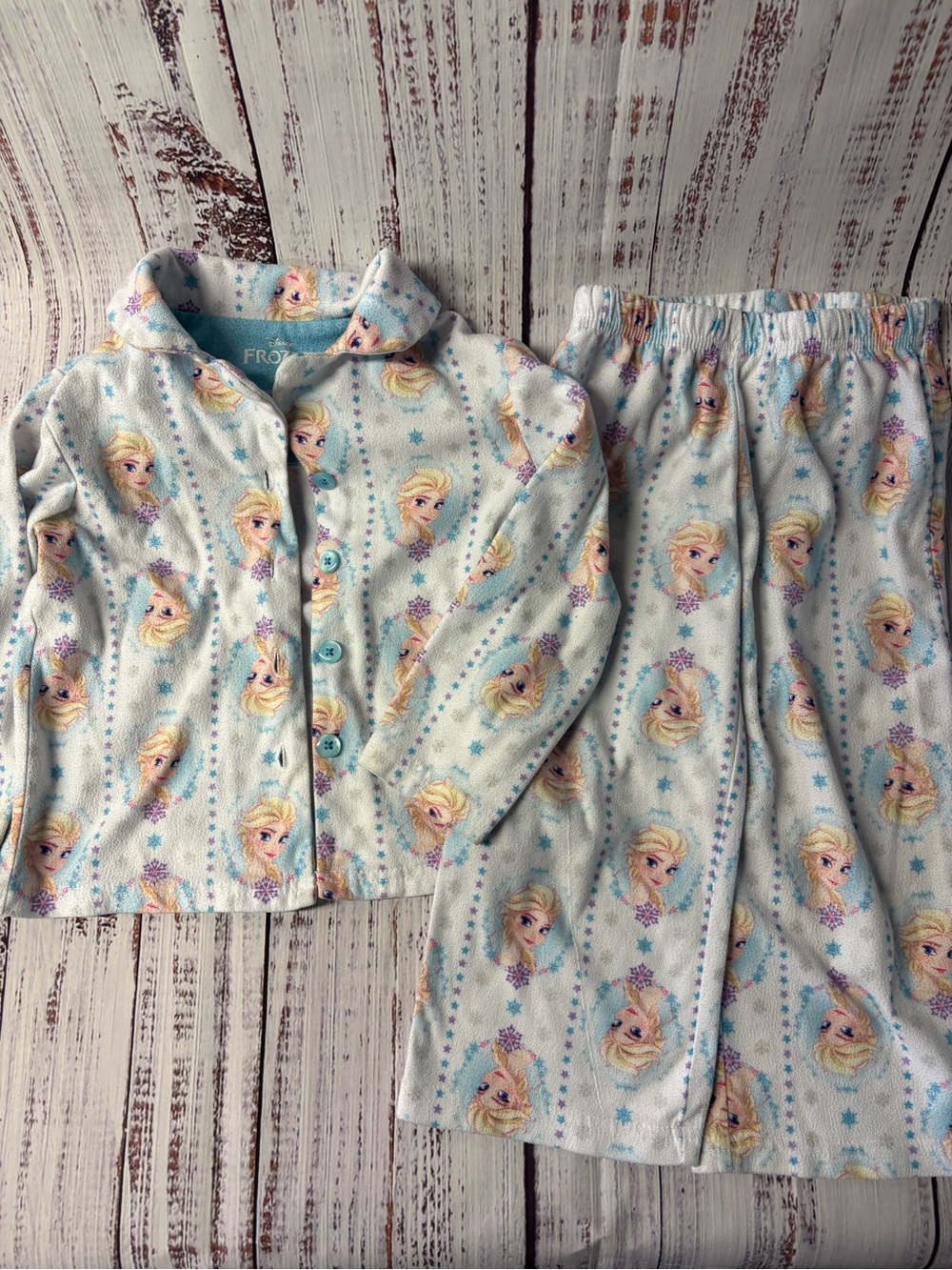 Disney Frozen Elsa Light Blue Pajama Set with Snowflake Accents